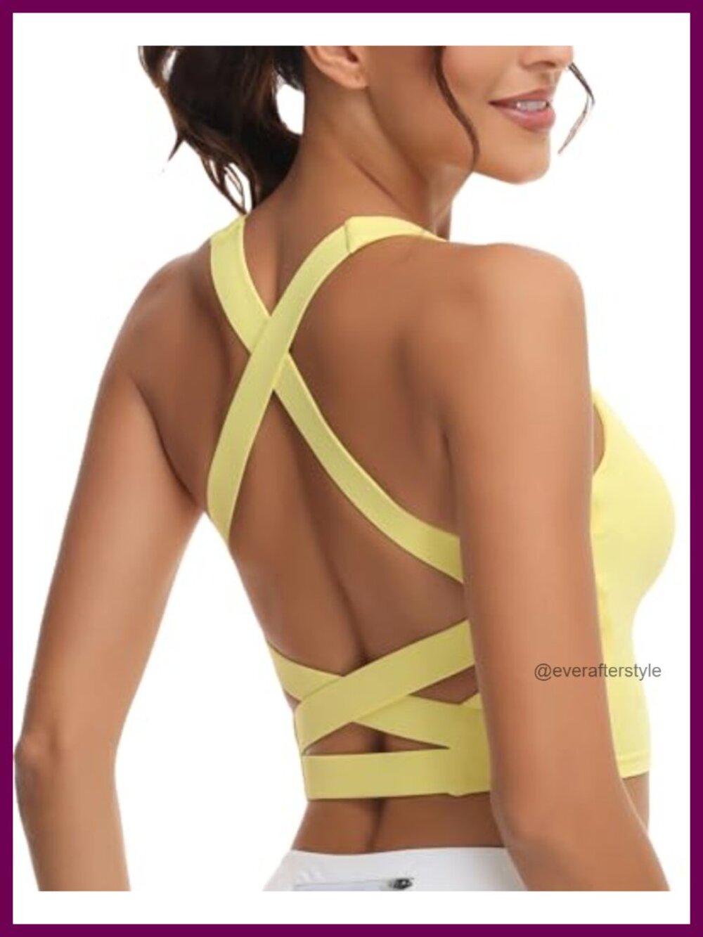 Strappy Yoga Sports Bra Padded Criss-Cross Back Nylon Spandex